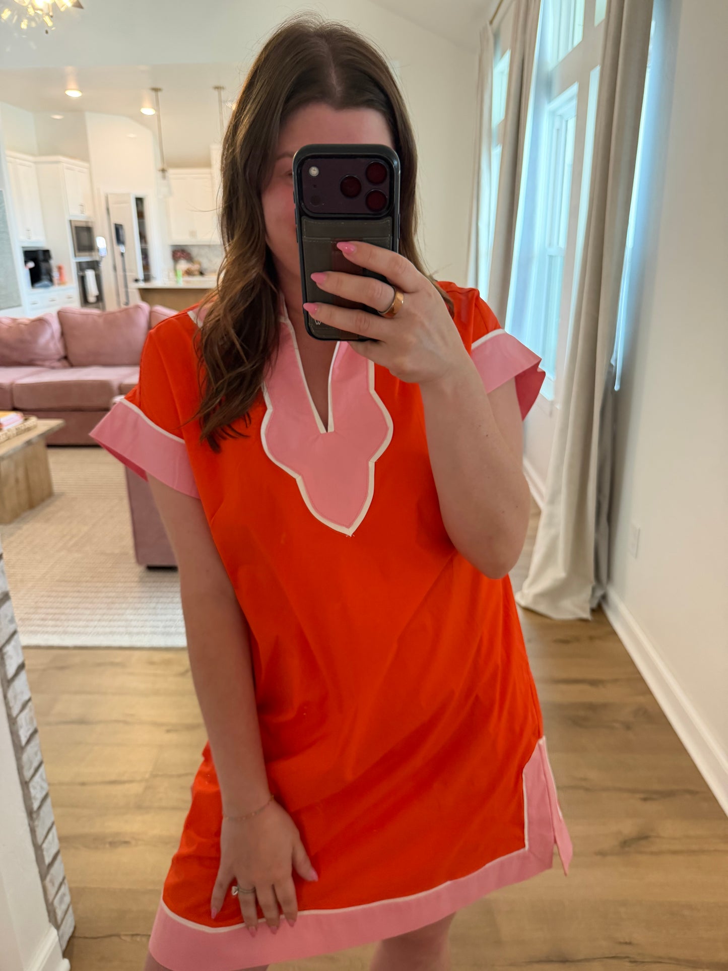 Scallop Contrast Mini Dress
