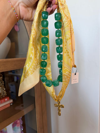 Green With Envy Necklace styled on model - House of Me boutique Norman OK