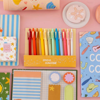 Spread Sunshine Coastal-Inspired Pen Set of 12 flat lay - House of Me boutique Norman OK