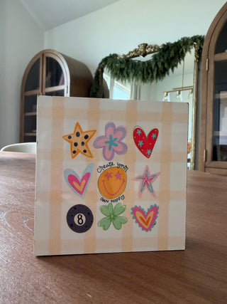 Create Your Own Happy 4x4 Block cheerful handmade tiered tray decor - House of Me boutique Norman OK