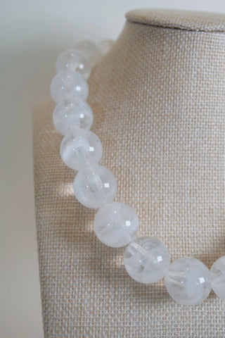 White Clear Marble Statement Necklace full styled look - House of Me boutique Norman OK