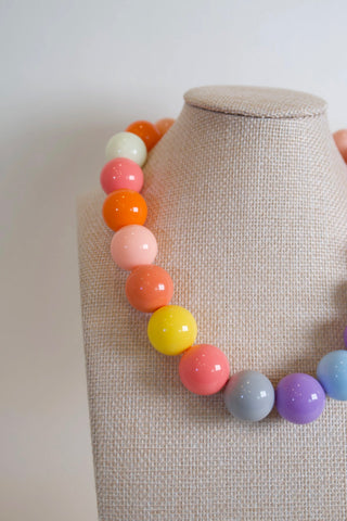 Statement Rainbow Beaded Necklace full length styled - House of Me boutique Norman OK