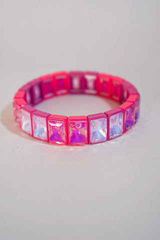 Electric Pink Bowie Bracelet glass stone stretch bracelet Taylor Shaye - House of Me boutique Norman OK