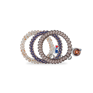 Houston Astros small spiral hair ties by Teleties styled view - House of Me boutique Norman OK