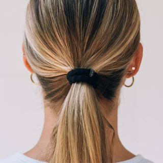 Jet Black small nylon hair ties by Teleties detail view - House of Me boutique Norman OK
