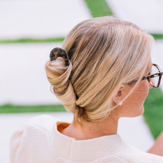 Tortoise French hair pin by Teleties styled view - House of Me boutique Norman OK