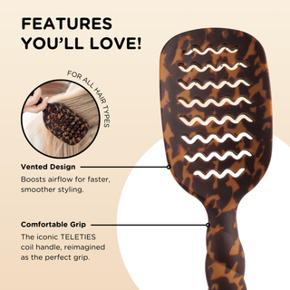 Tortoise vented hair brush by Teleties detail view - House of Me boutique Norman OK