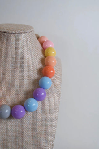 Statement Rainbow Beaded Necklace angle view - House of Me boutique Norman OK