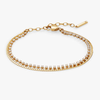 Double Strand Crystal Tennis Chain Bracelet.
