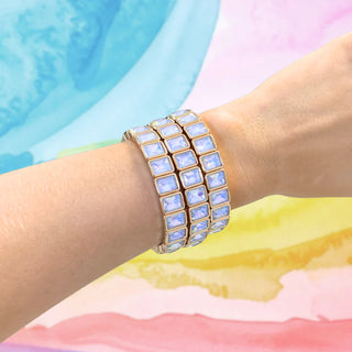 Blue Opal Brynn Bracelet aqua opalescent glass stone stretch bracelet Taylor Shaye - House of Me boutique Norman OK