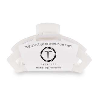 Coconut white large open hair clip by Teleties styled view - House of Me boutique Norman OK