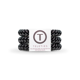 Jet Black small spiral hair ties by Teleties - House of Me boutique Norman OK