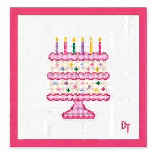 Birthday cake needlepoint canvas by Duo Threads - House of Me boutique Norman OK