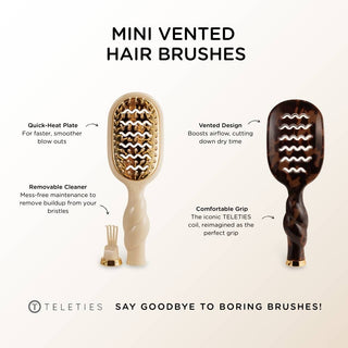 Tan mini vented hair brush by Teleties close up view - House of Me boutique Norman OK