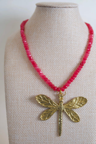Large Dragonfly Pendant Necklace side angle view - House of Me boutique Norman OK
