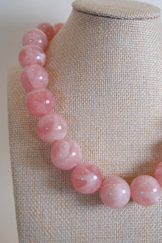 Pink Marble Statement Necklace side angle view Hart Designs - House of Me boutique Norman OK