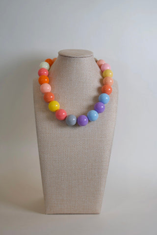 Statement Rainbow Beaded Necklace on neck styled - House of Me boutique Norman OK