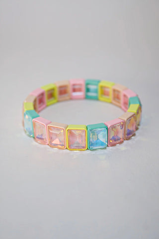 Pink Lemonade Glass Stone Bracelet.