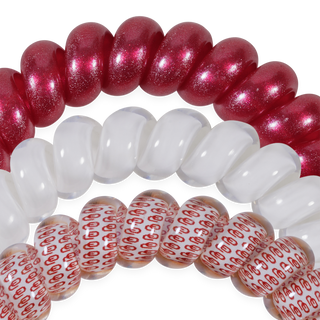 Boomer Sooner OU large spiral hair ties by Teleties detail view - House of Me boutique Norman OK