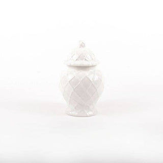 White Textured Small Ginger Jar with Lid.