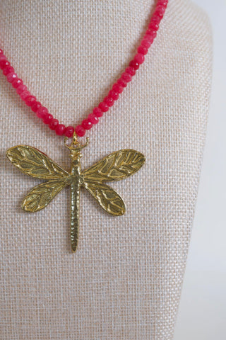 Large Dragonfly Pendant Necklace detail close up - House of Me boutique Norman OK