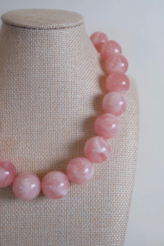 Pink Marble Statement Necklace flat lay detail - House of Me boutique Norman OK