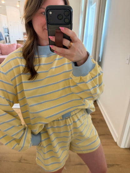 Mockneck Stripe Sweatshirt Lounge Top