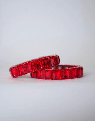 Ruby Red Bowie Bracelet square-cut ruby red glass stone stretch bracelet Taylor Shaye - House of Me boutique Norman OK
