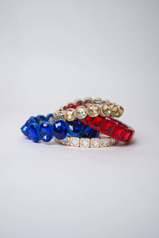 Fourth of July Stretchy Bracelet Stack red white blue patriotic bracelet set Taylor Shaye - House of Me boutique Norman OK