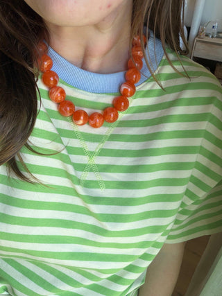 Marlow Beaded Necklace Orange detail view - House of Me boutique Norman OK