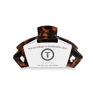 Tortoise medium open hair clip by Teleties styled view - House of Me boutique Norman OK