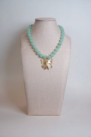 Green Beaded Butterfly Necklace handmade green beaded butterfly charm necklace Hart Designs - House of Me boutique Norman OK