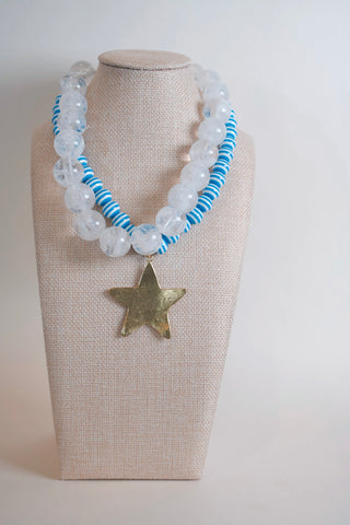 White Clear Marble Statement Necklace side view - House of Me boutique Norman OK