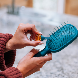 Teal With It detangler hair brush by Teleties detail view - House of Me boutique Norman OK