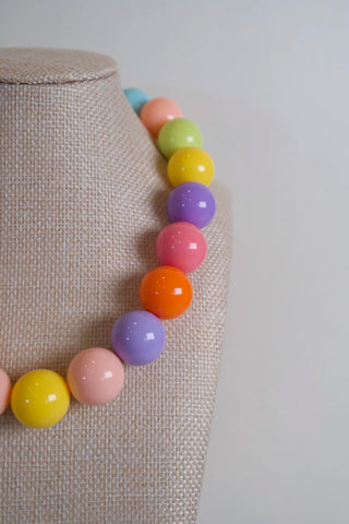 Statement Rainbow Beaded Necklace side view rainbow bead necklace - House of Me boutique Norman OK