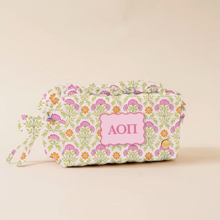 New Arrivals, Sorority, The Darling Effect - Essentials Quilted Cosmetic Pouch - Alpha Omicron Pi - Cosmetic Pouches - House of Me Boutique