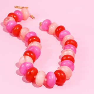 Treasure Jewels Inc. - Sugar Multi Red and Pink Necklace.