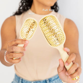 Tan mini vented hair brush by Teleties detail view - House of Me boutique Norman OK
