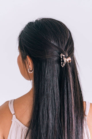 Blonde tortoise tiny open hair clip by Teleties close up view - House of Me boutique Norman OK