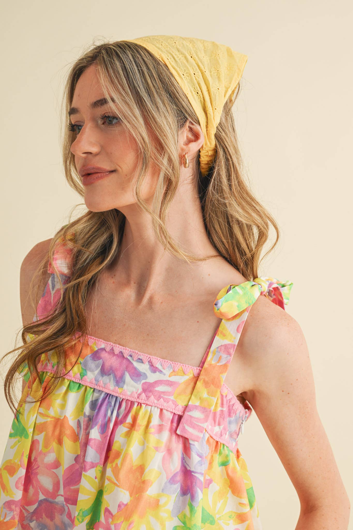 Floral Tie Shoulder Top and Shorts Set