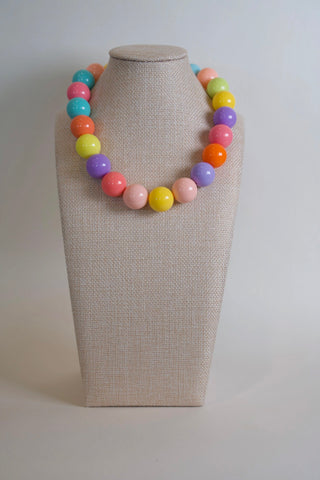 Statement Rainbow Beaded Necklace oversized glossy multicolor beaded necklace Hart Designs - House of Me boutique Norman OK