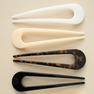 Tortoise French hair pin by Teleties detail view - House of Me boutique Norman OK