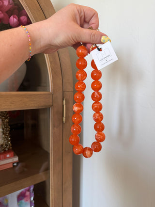 Marlow Beaded Necklace Orange handmade layering necklace Hart Designs - House of Me boutique Norman OK