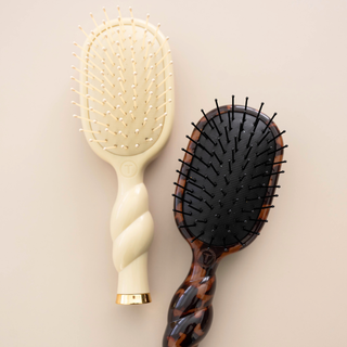 Tortoise mini detangler hair brush by Teleties back view - House of Me boutique Norman OK