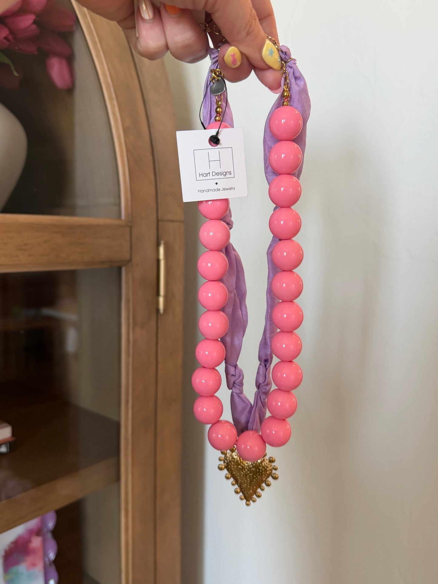 Statement Beaded Necklace- Pink