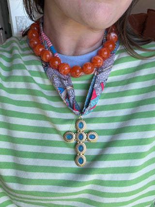 Marlow Beaded Necklace Orange flat lay - House of Me boutique Norman OK