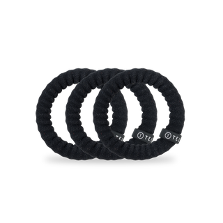 Jet Black small nylon hair ties by Teleties styled view - House of Me boutique Norman OK
