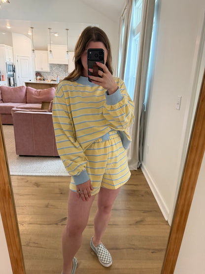Mockneck Stripe Sweatshirt Lounge Top