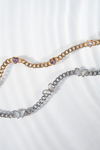 Heart Curb Chain Bracelet.