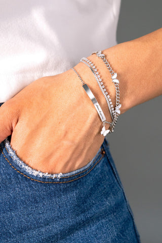 Double Strand Crystal Tennis Chain Bracelet.
